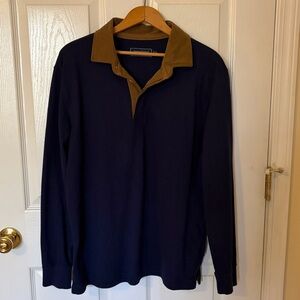 Vineyard Vines Navy and Tan Rugby Polo